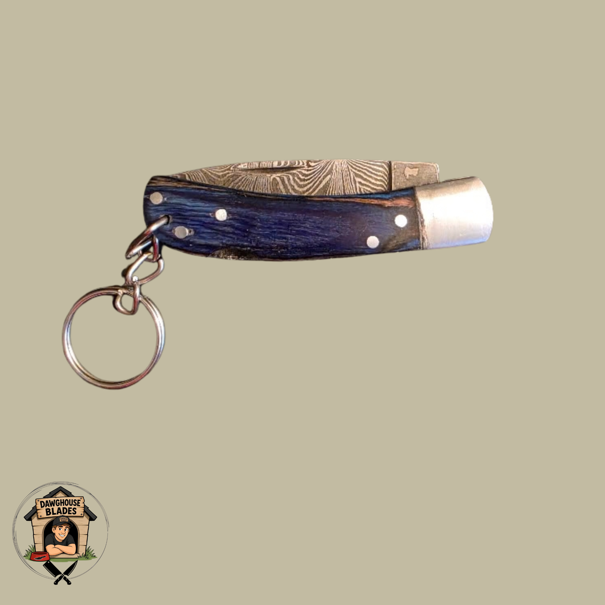 Damascus Steel Folding Knife Keychain SKU F26