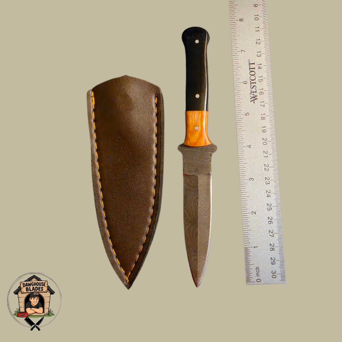 Damascus Steel Double-Edged Dagger SKU D37
