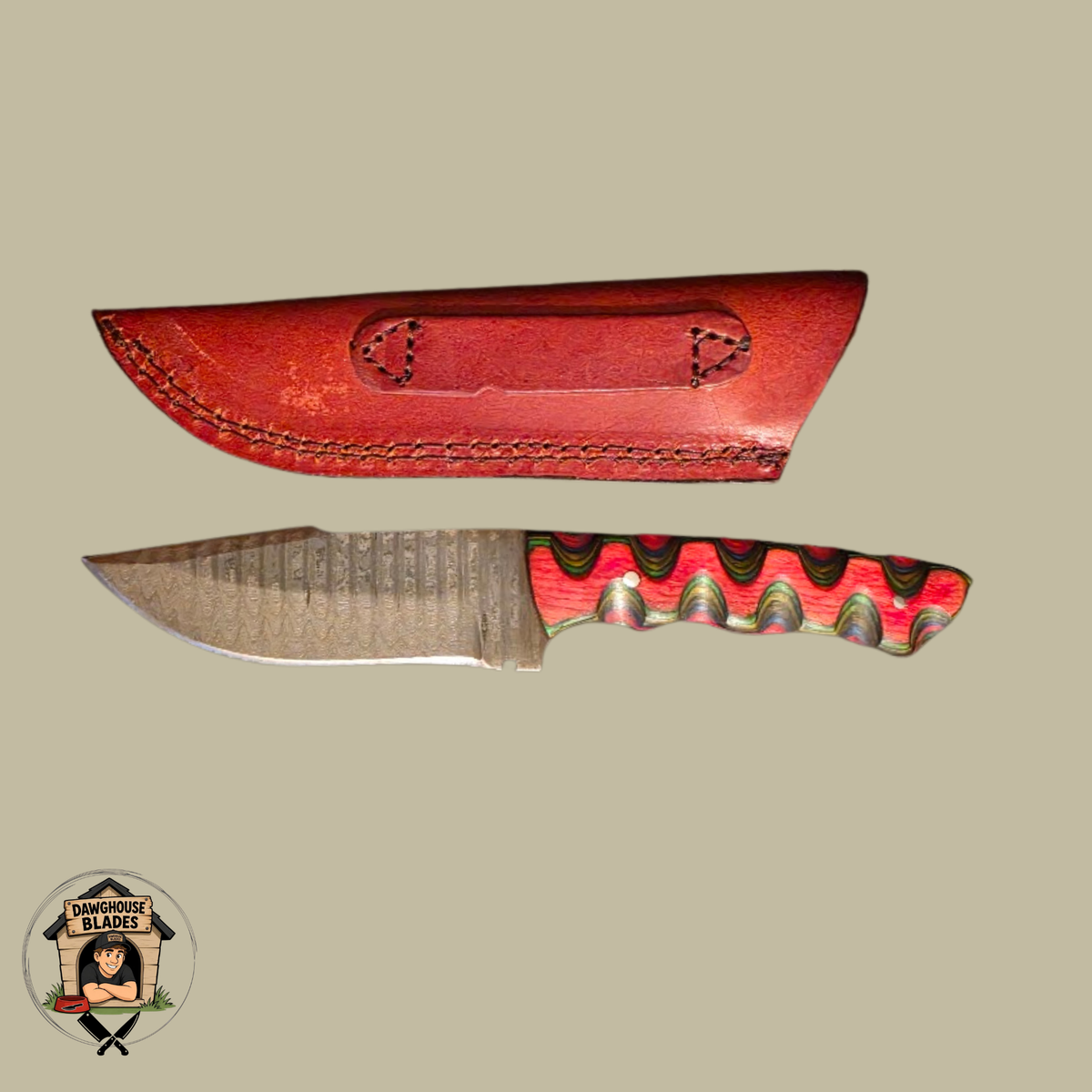 Damascus Steel Fixed Bladed Skinner Knife SKU S2