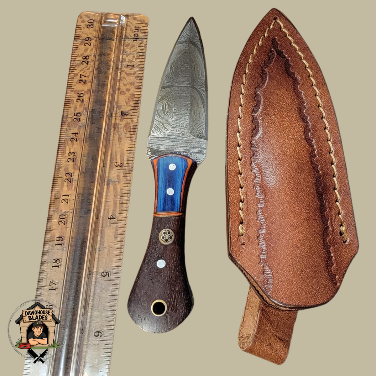 Damascus Steel Double-Edged Dagger SKU D22