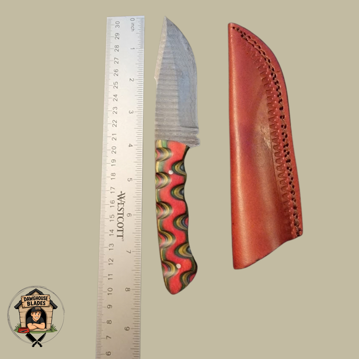 Damascus Steel Fixed Bladed Skinner Knife SKU S2