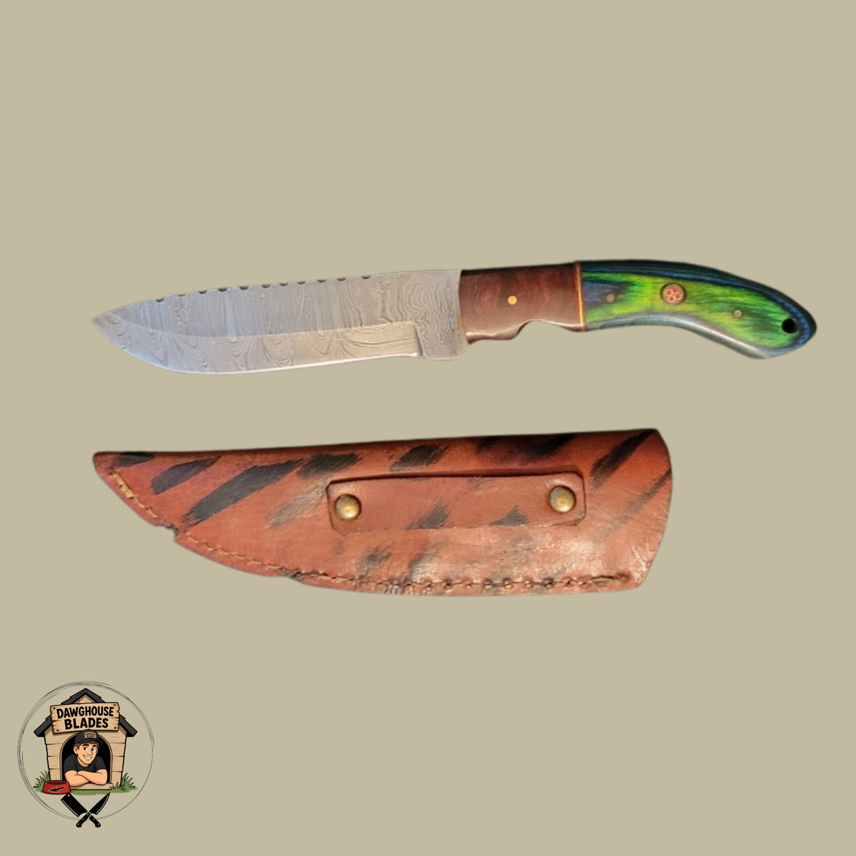 Damascus Steel Bladed Skinner Knife SKU S186