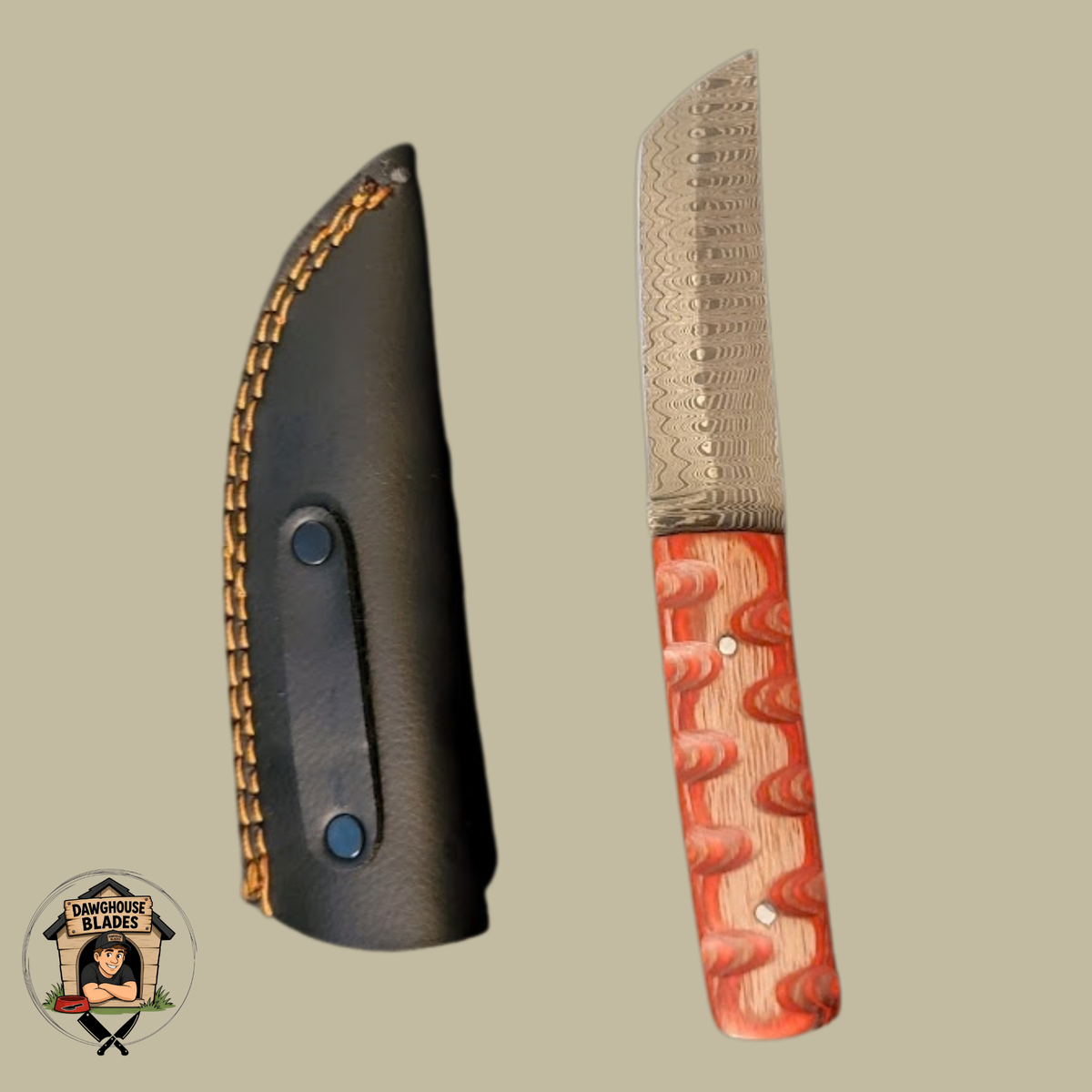 Damascus Steel Tanto Bladed Skinner Knife SKU S5