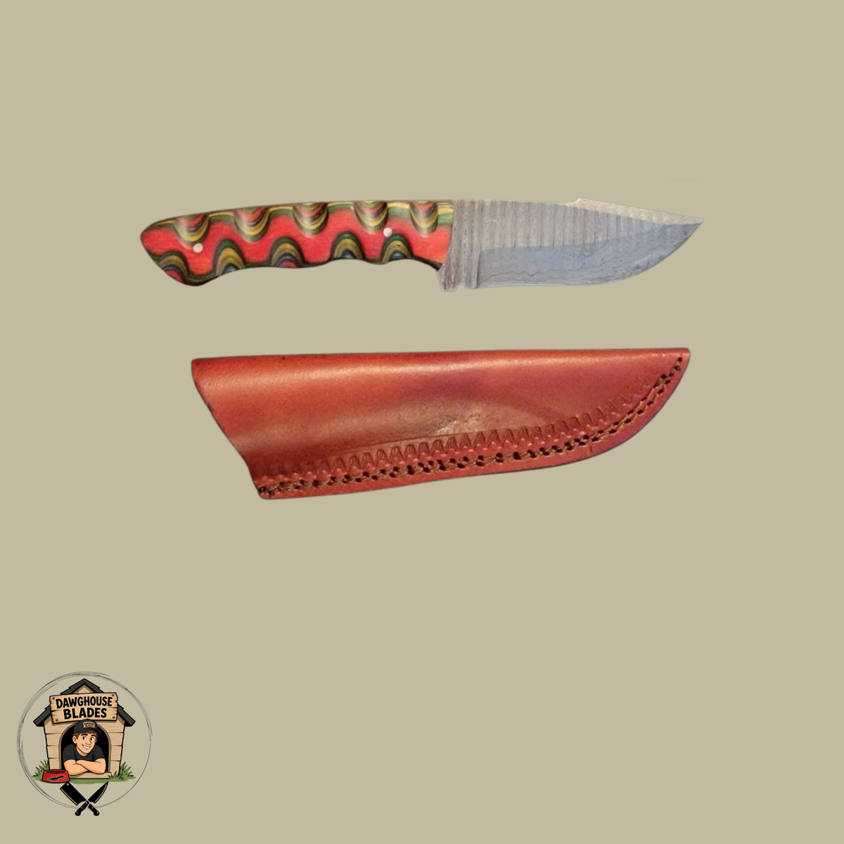 Damascus Steel Fixed Bladed Skinner Knife SKU S2