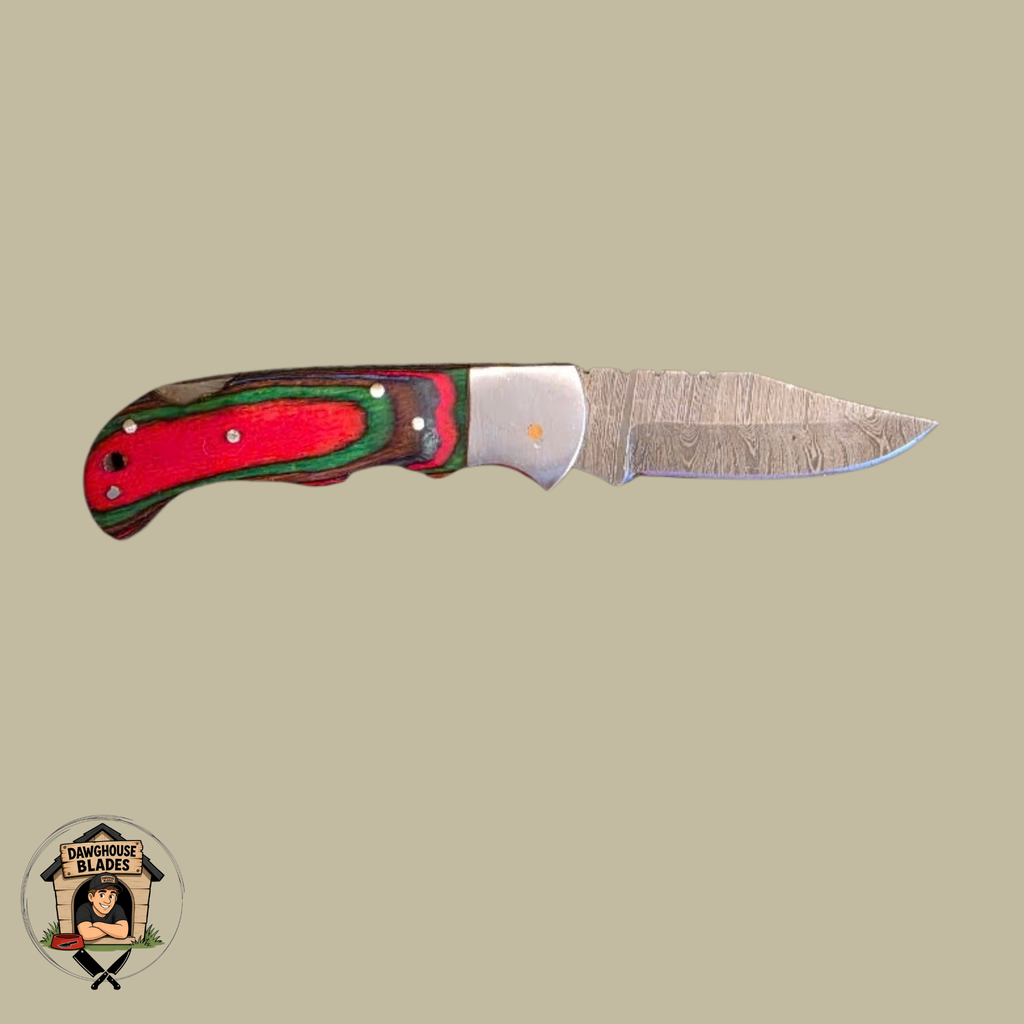 Damascus Steel Folding Knife SKU: F7