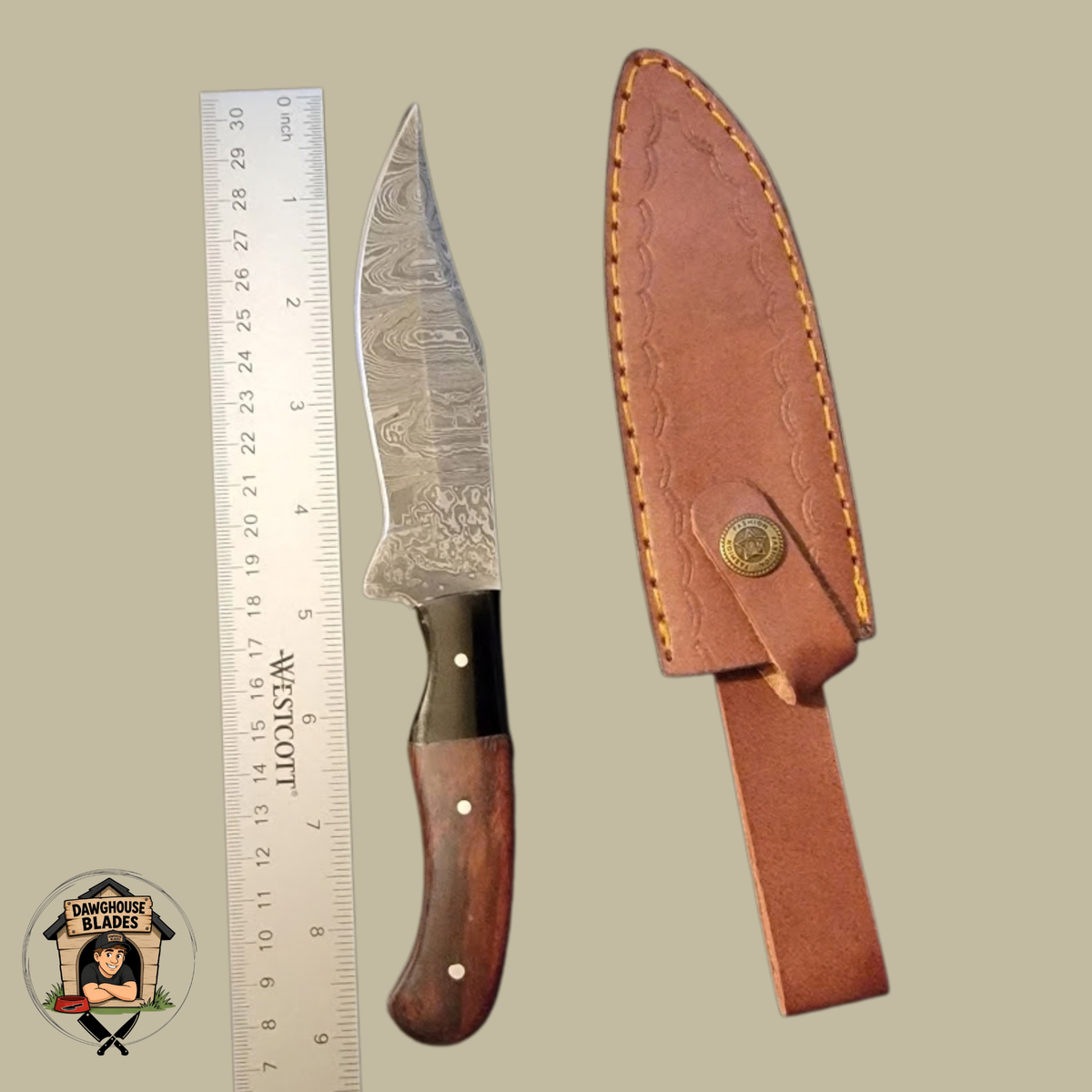 Damascus Steel Bladed Skinner Knife SKU S201