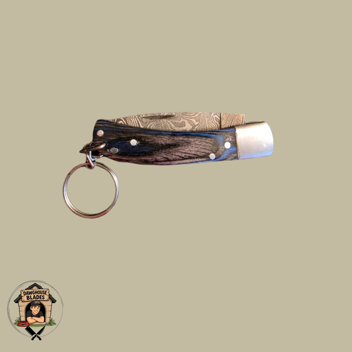 Damascus Steel Folding Knife Keychain SKU F25